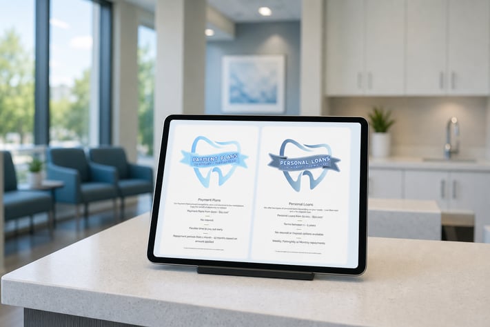 iPad on Medical Clinic Receptionist Desk with Attached Photo